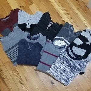 8 Gently used boys long sleeve thermal shirts.